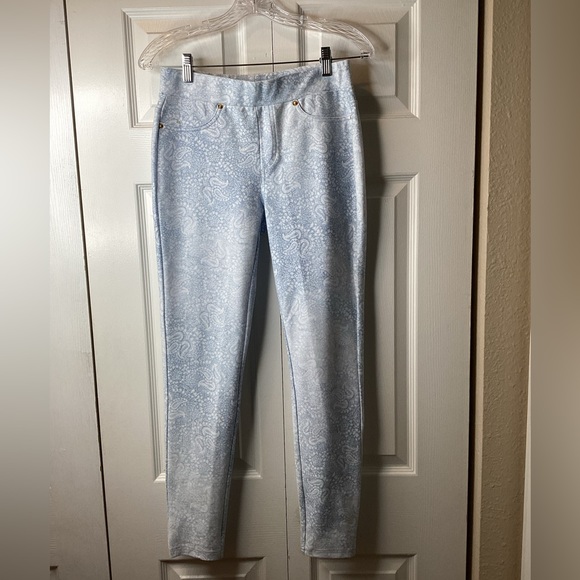 Michael Kors Paisley Blue/ White Skinny Pull On Stretch Legging Pants Sz S - Picture 1 of 5